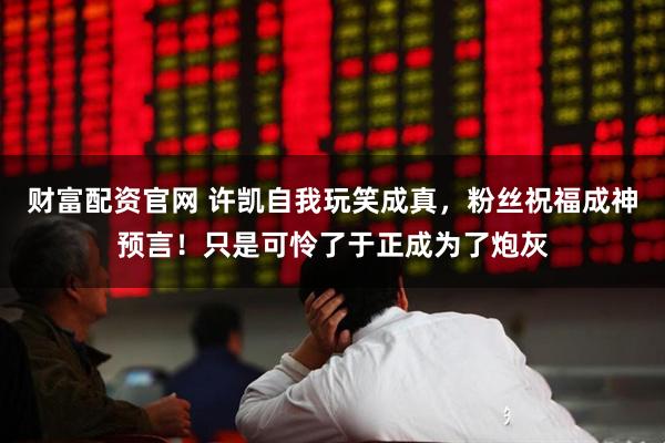财富配资官网 许凯自我玩笑成真,粉丝祝福成神预言!只是可怜了于正成为了炮灰